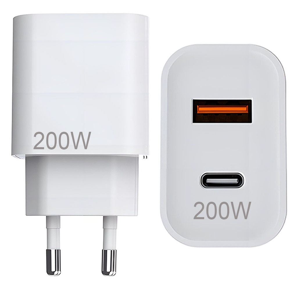 Carregador Turbo 200w Usb-c Compativel Com Lingtning/iPhone